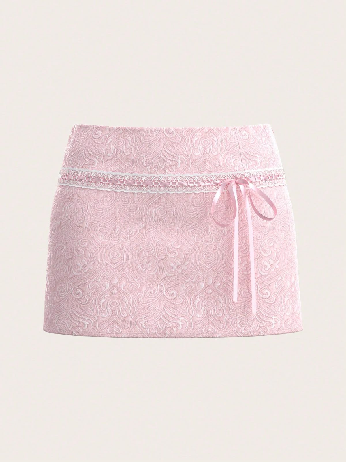 Pink Jacquard Mini Skirt